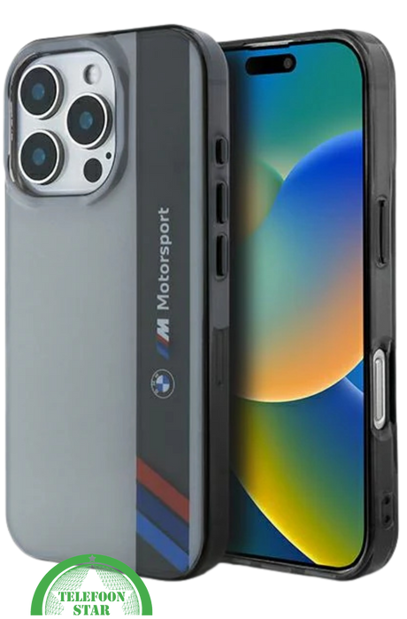 Motorsport Hoesje voor iPhone 16 Pro &ndash; Grijs/Zwart | Sportief Design met Ultieme Bescherming