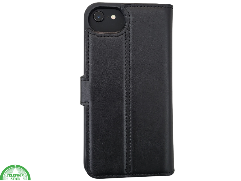 Flip Case Boek Zwart Leren twee en een met 3 Pashouders iPhone 16E