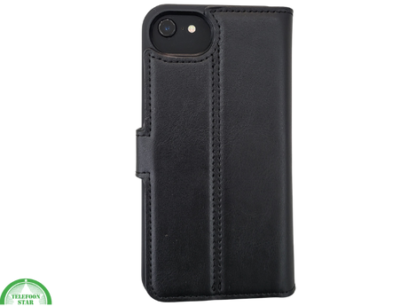 hoesje voor iPhone 17e Flip Case Boek Zwart Leren twee en een met 3 Pashouders