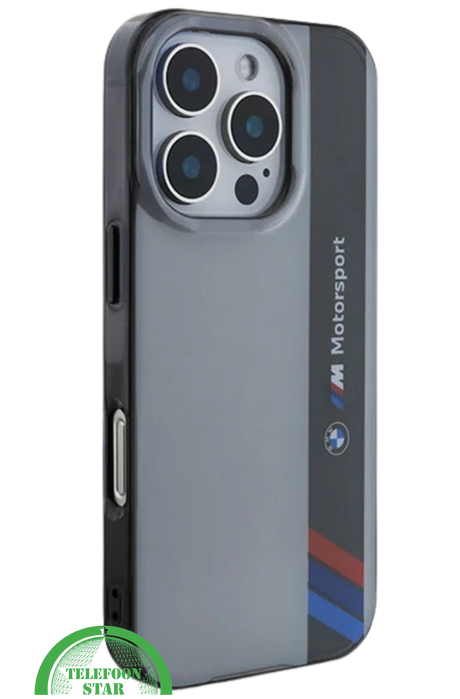 Motorsport Hoesje voor iPhone 16 Pro &ndash; Grijs/Zwart | Sportief Design met Ultieme Bescherming