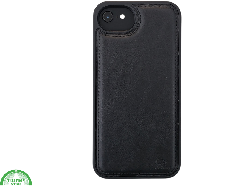 hoesje voor iPhone 17e Flip Case Boek Zwart Leren twee en een met 3 Pashouders