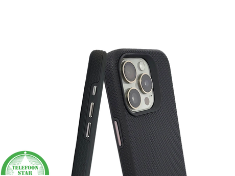 iPhone 15 Pro Max Zwart Hoesje met Structuur &ndash; Schokbestendig &amp; Zakelijk | Telefoonstar.nl