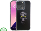 iPhone 16 Pro Zwart Hoesje Met Bloemen Skull Design En Gele Accentdetails