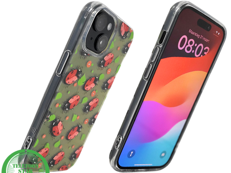 iPhone 15 Plus Hoesje &ndash; Lieveheersbeestjes Design | Transparant, Vrolijk &amp; Beschermend
