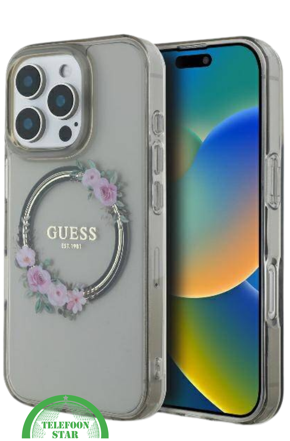 iPhone 16 Pro Transparant Hoesje met Bloemenring | Elegant Design met Subtiele Luxe