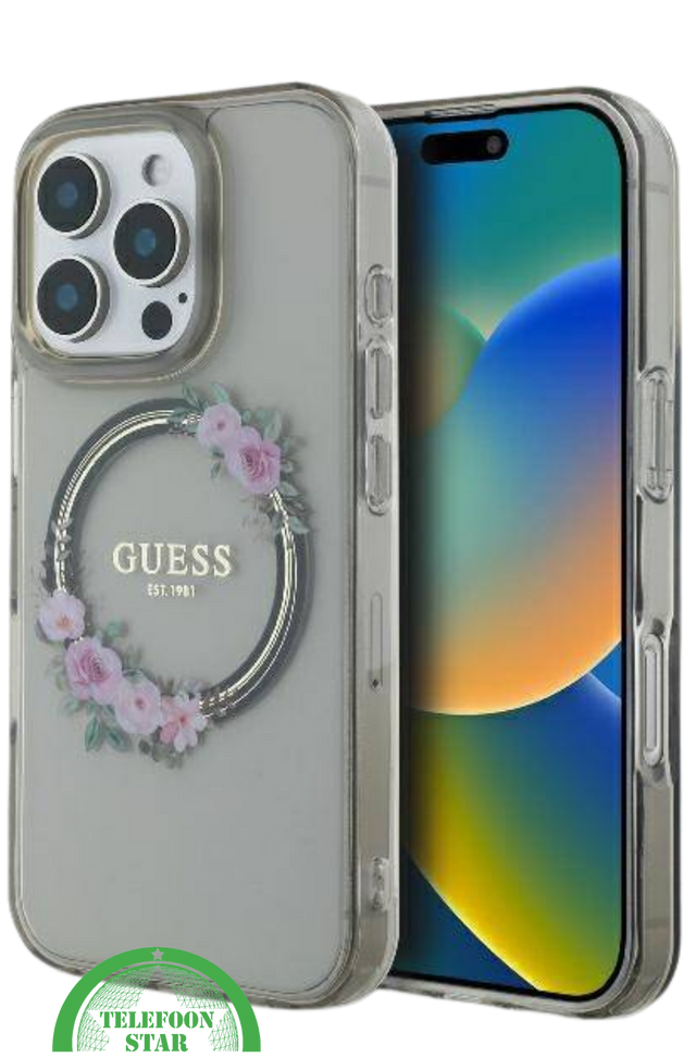 iPhone 16 Pro Transparant Hoesje met Bloemenring | Elegant Design met Subtiele Luxe