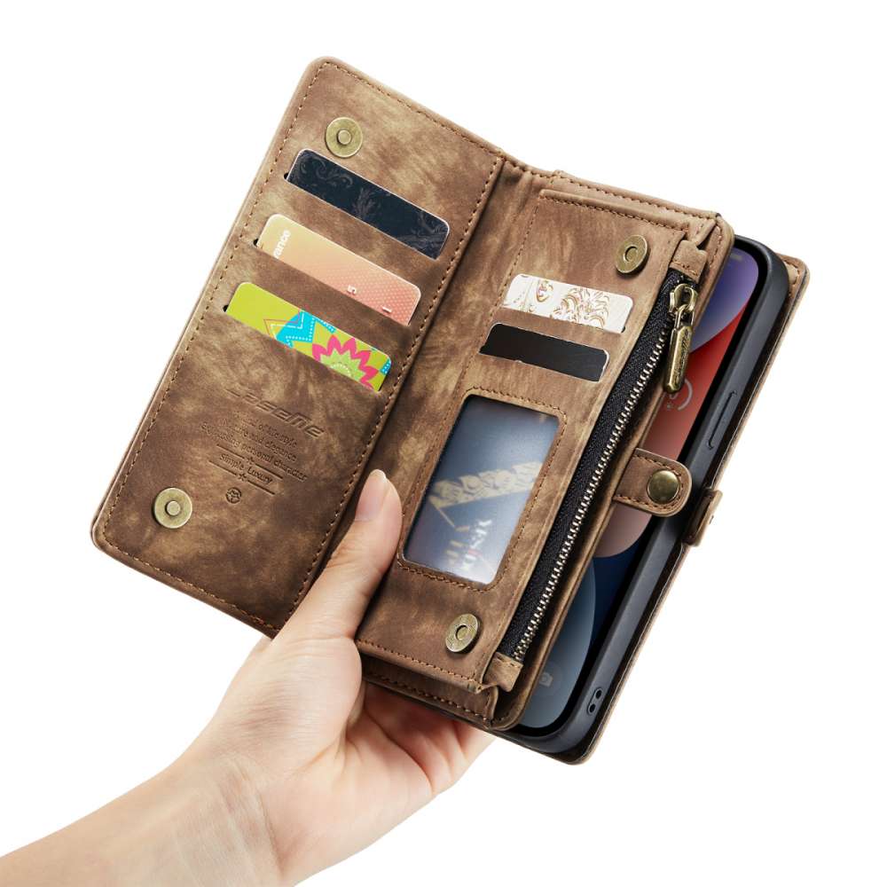 iPhone 14 3-in-1 portemonnee hoesje bruin