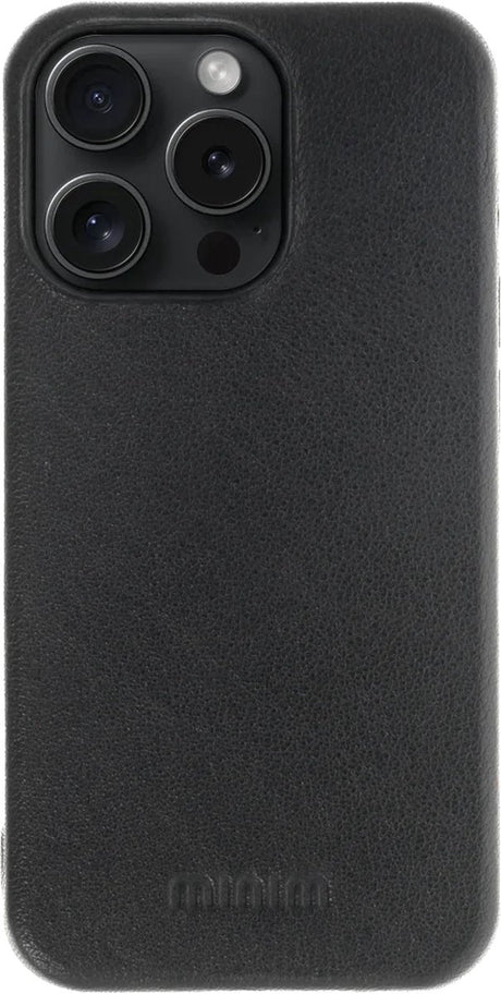 iPhone 15 Pro Max 100% Leer hoesje | Lederen Backcover | Minimalistisch | Zwart