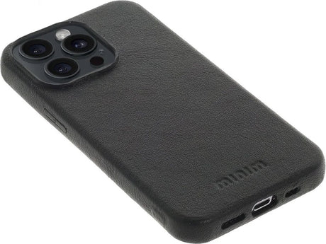 iPhone 15 Pro Max 100% Leer hoesje | Lederen Backcover | Minimalistisch | Zwart