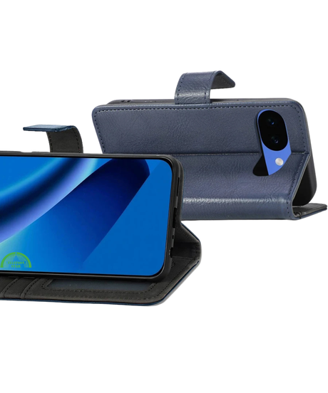 Google Pixel 10a Bookcase Hoesje blauw Leren Look Met Pasjeshouder