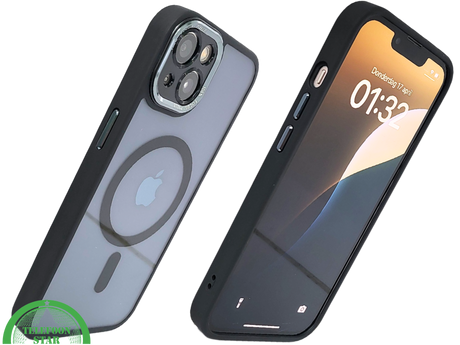 ClearMag Edge &ndash; MagSafe Transparant iPhone 13 / 14 Hoesje met Zwarte Rand | Telefoonstar.nl