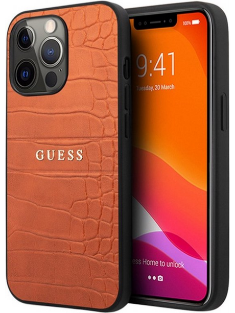 Oranje Croco Texture Hoesje iPhone 13 Pro