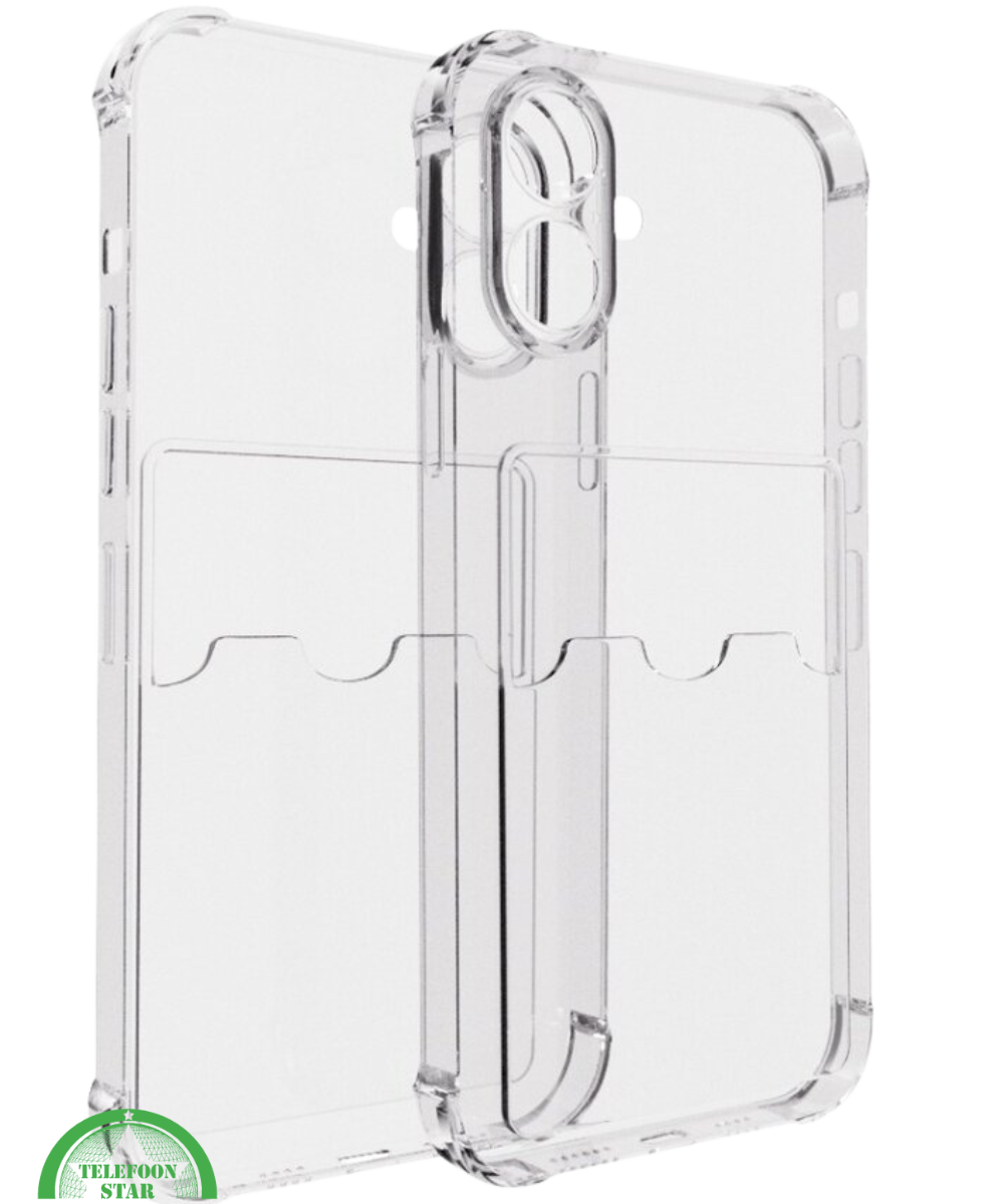 Transparant Hoesje voor iPhone 16 met Kaarthouder &ndash; Slank, Praktisch &amp; Schokbestendig