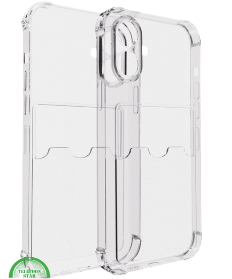 Transparant Hoesje voor iPhone 16 Plus met Kaarthouder &ndash; Slank, Praktisch &amp; Schokbestendig