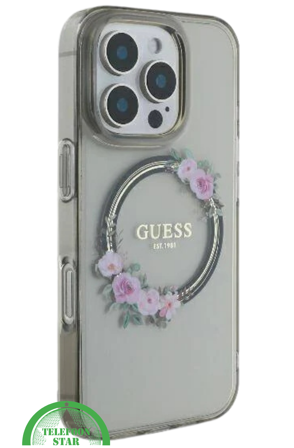 iPhone 16 Pro Transparant Hoesje met Bloemenring | Elegant Design met Subtiele Luxe