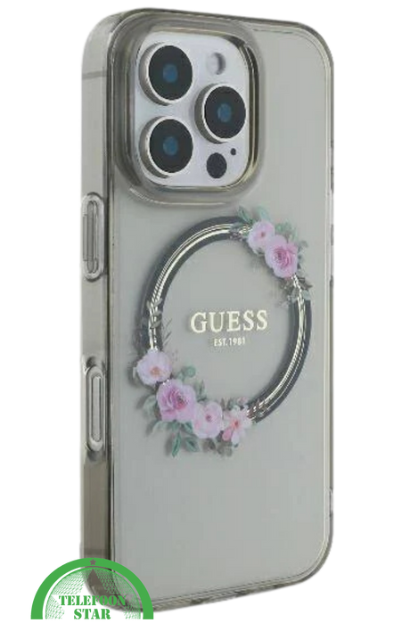 iPhone 16 Pro Transparant Hoesje met Bloemenring | Elegant Design met Subtiele Luxe
