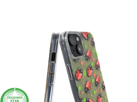 iPhone 15 Plus Hoesje &ndash; Lieveheersbeestjes Design | Transparant, Vrolijk &amp; Beschermend