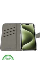 iPhone 16 Bookcase Hoesje &ndash; Mintgroen | Stijlvolle Bescherming met Magnetische Sluiting
