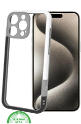 iPhone 16 Pro Max Hoesje &ndash; Transparant Frame met Versterkte Hoeken (Wit-Grijs Design)