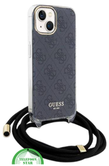 Hoesje voor iPhone 15 - Zwart Crossbody Design met Luxe Logo en Koord