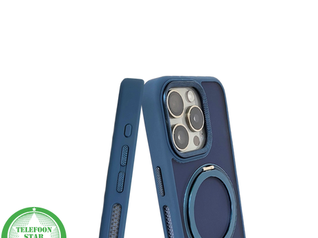 Donkerblauw iPhone 15 Pro Max Hoesje met Ringhouder &ndash; Grip &amp; Bescherming | Telefoonstar.nl