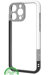 iPhone 16 Pro Max Hoesje &ndash; Transparant Frame met Versterkte Hoeken (Wit-Grijs Design)