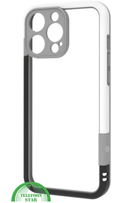 iPhone 16 Pro Max Hoesje &ndash; Transparant Frame met Versterkte Hoeken (Wit-Grijs Design)