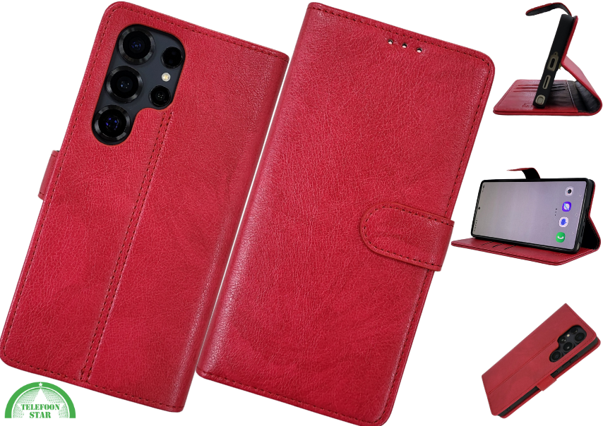 Boekcase hoesje voor Samsung S26 Ultra Rood kunstleer