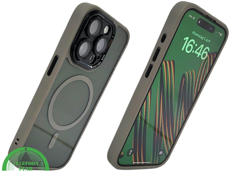 MagSafe iPhone 15 Pro Hoesje Transparant Olijfgroen &ndash; Slank &amp; Sterk | Telefoonstar.nl