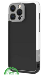 iPhone 16 Pro Max Hoesje &ndash; Transparant Frame met Versterkte Hoeken (Wit-Grijs Design)