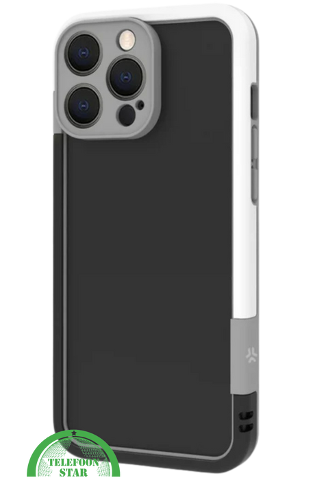 iPhone 16 Pro Max Hoesje &ndash; Transparant Frame met Versterkte Hoeken (Wit-Grijs Design)