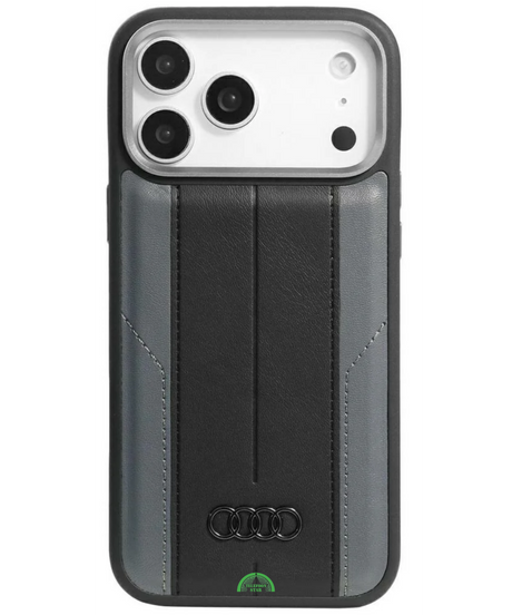 Hoesje voor iPhone 17 Pro Zwart Slank en Leather Stripe Case