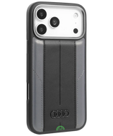 Hoesje voor iPhone 17 Pro Zwart Slank en Leather Stripe Case