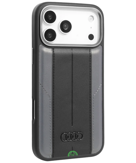 Hoesje voor iPhone 17 Pro Zwart Slank en Leather Stripe Case