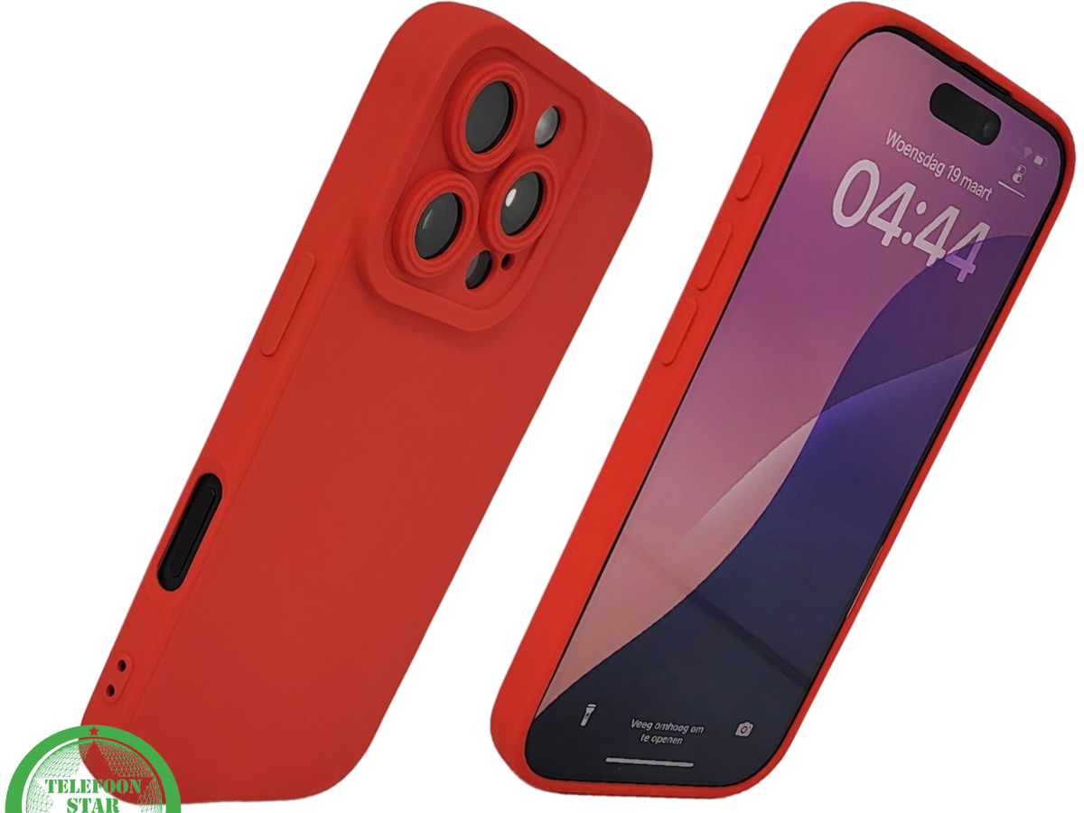 iPhone 16 Pro Rood Hoesje &ndash; Mat Design met Verhoogde Camerabescherming