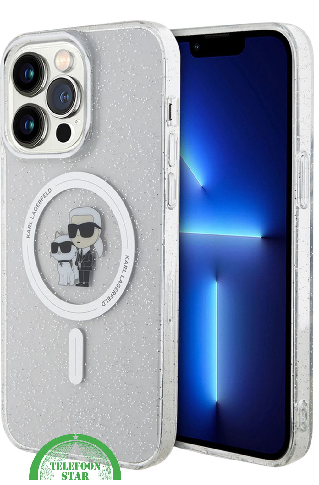 Hoesje voor iPhone 15 Pro Transparant &ndash; MagSafe Case met Glitters en Design