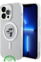 Hoesje voor iPhone 15 Pro Transparant &ndash; MagSafe Case met Glitters en Design