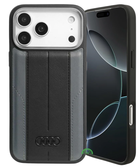 Hoesje voor iPhone 17 Pro Max Zwart Slank en Leather Stripe Case