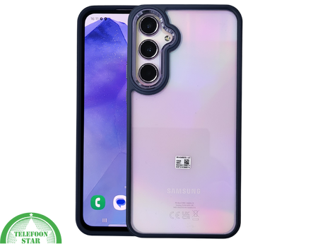 Hoesje voor Samsung A57 Transparant met Blauwe Rand Schokbestendig