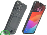 iPhone 15 Transparant Hoesje &ndash; Met Opklapbare Kaarthouder &amp; Stevige Bescherming