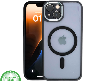 ClearMag Edge &ndash; MagSafe Transparant iPhone 13 / 14 Hoesje met Zwarte Rand | Telefoonstar.nl