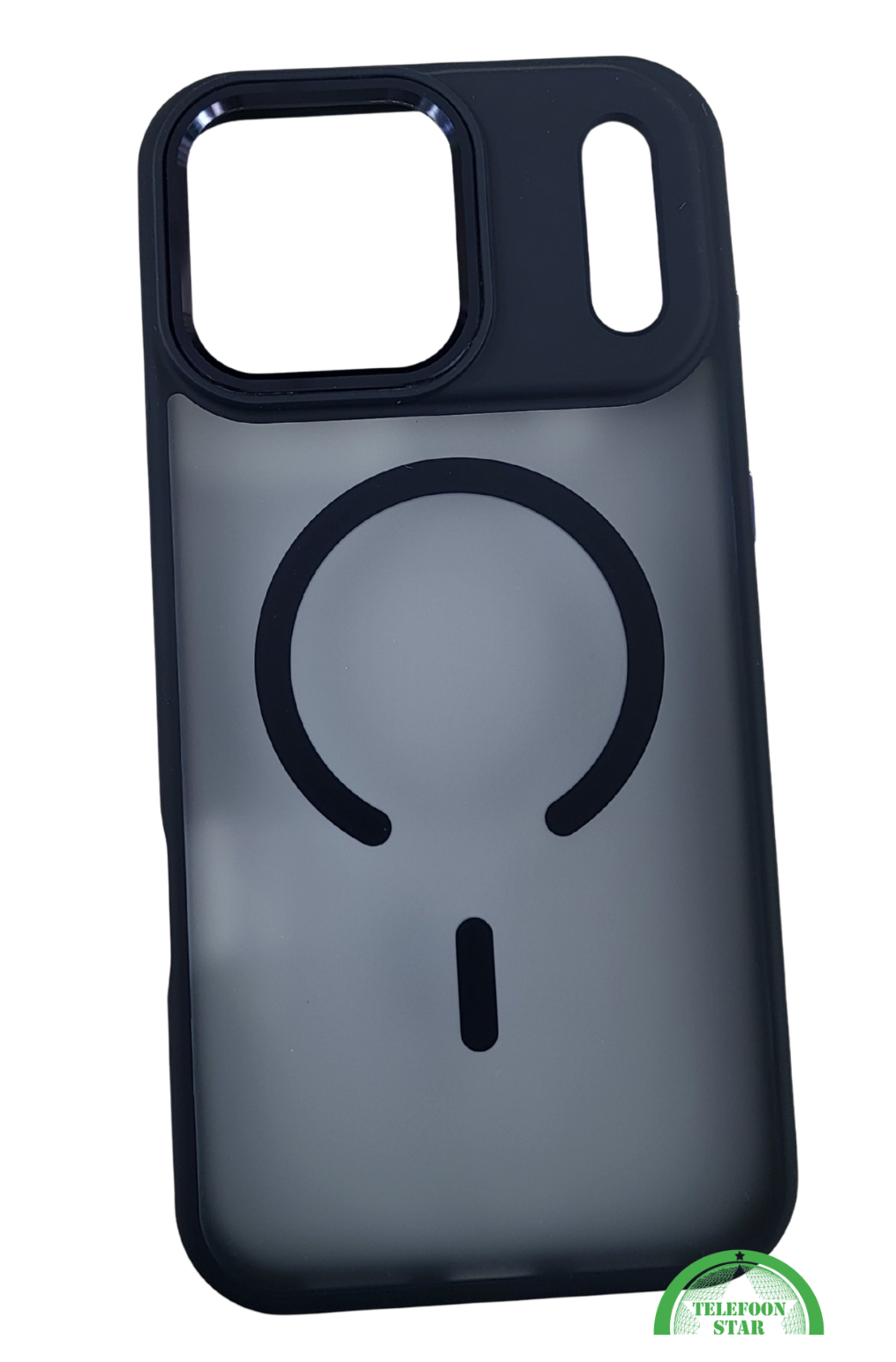 Dun Hoesje iPhone 17 Pro Max met Magnetische Ring &ndash; Transparant Zwart