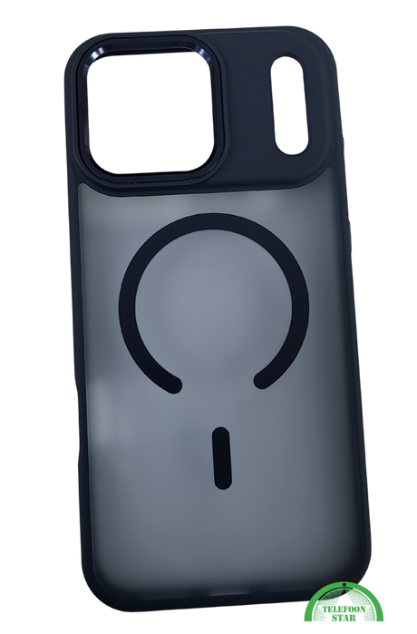 Dun Hoesje iPhone 17 Pro Max met Magnetische Ring &ndash; Transparant Zwart