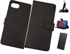 Hoesje voor iPhone 17e Zwart Leerlook Wallet Case Kaartvakken