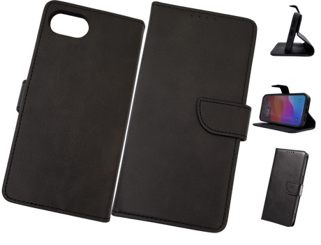 Hoesje voor iPhone 17e Zwart Leerlook Wallet Case Kaartvakken