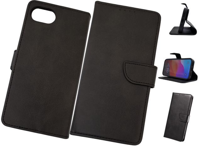 Luxe Boek iPhone 16E (2025)Zwart Leerlook Wallet Case Kaartvakken