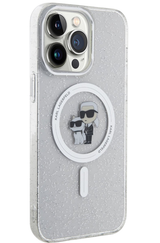 Hoesje voor iPhone 15 Pro Transparant &ndash; MagSafe Case met Glitters en Design