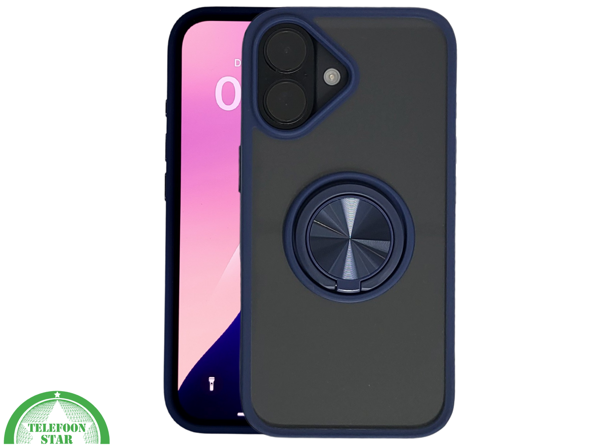 iPhone 16 hoesje blauw transparant cover met MagSafe ring en bescherming