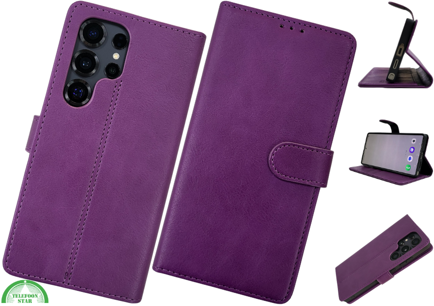 Boekcase Hoesje voor Samsung S26 Ultra diep paars