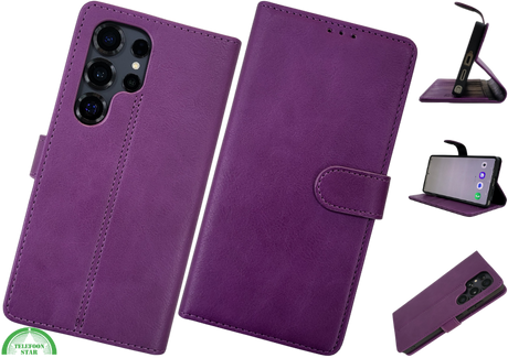 Boekcase Hoesje voor Samsung S26 Ultra diep paars